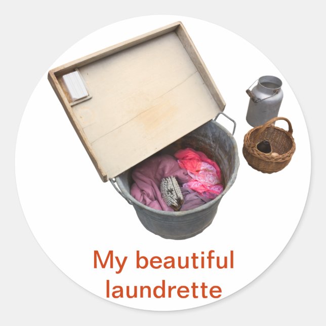 old washtub classic round sticker (Front)