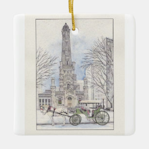 Old Water Tower ceramic ornament
