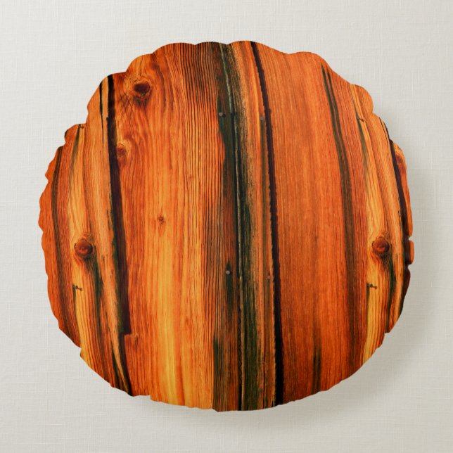 old weathered barn boards round cushion (Front)