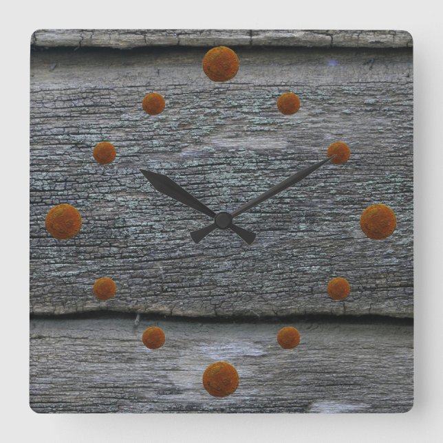 Old Weathered Barn Wood Wall Clock (Front)
