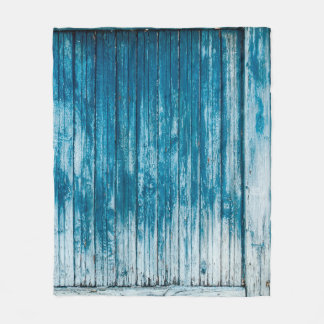 Old weathered grunge wooden faded pale blue paint  fleece blanket