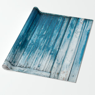Old weathered grunge wooden faded pale blue paint wrapping paper
