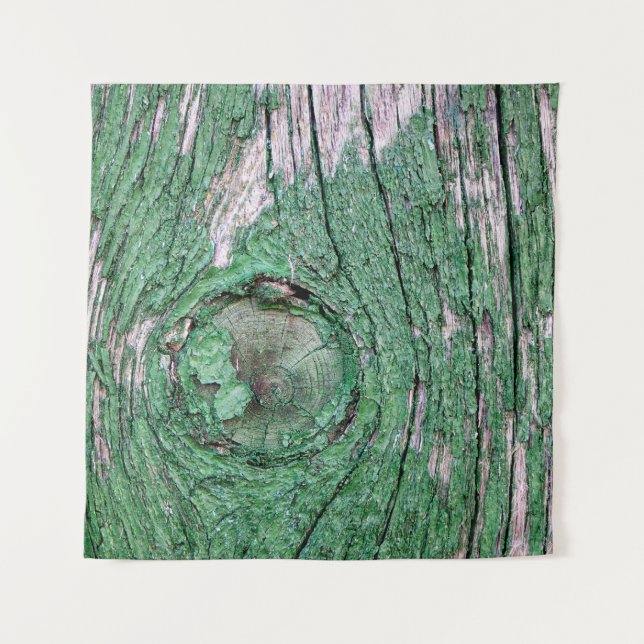 Old Weathered Painted Green Wood Background Textur Tapestry (Front)