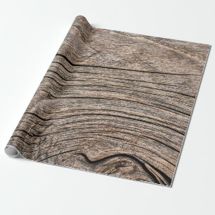 Old Weathered Rotten Cracked Knotted Coarse Wood G Wrapping Paper