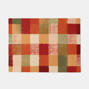Old Weathered Rustic Red Orange Yellow Green Retro Doormat