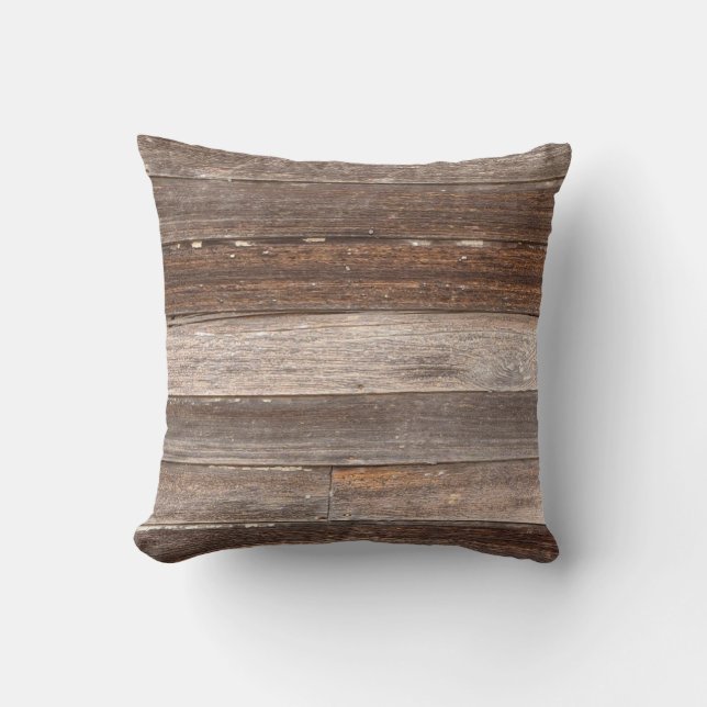 Old Weathered Wooden Exterior Wall of a Farmhouse Cushion (Front)