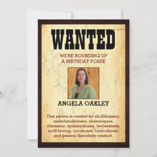 Old West 60th Birthday 🤠 Wanted Poster  Invitation