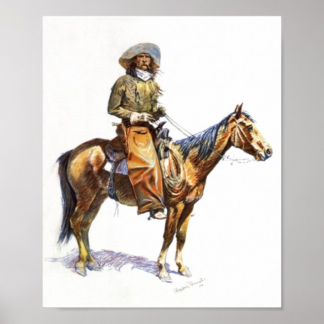 Old West Arizona Horse & Cowboy Art Print Poster (Front)