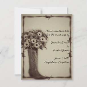Old West Boot Vintage Save the Date card