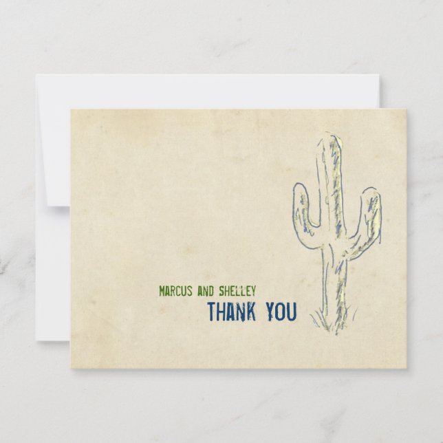 Old West Cactus Western Thank You Notes Invitation (Front)
