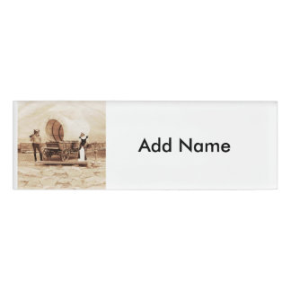 Old West Cats with Covered Wagon Name Tag
