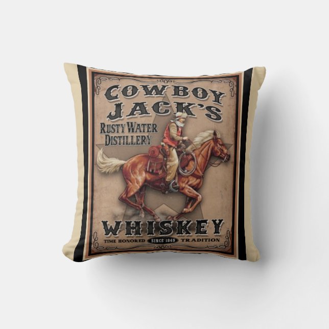 Old West Cowboy Whiskey Pillow (Front)