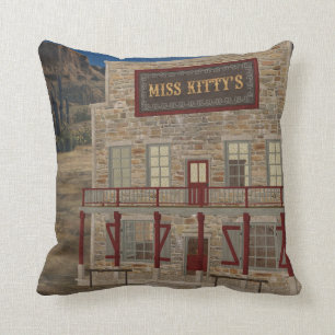 Old West Miss Kitty's Saloon MoJo Throw Pillow