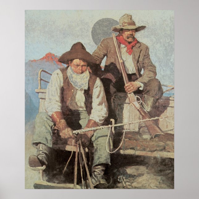 Old West Pay Stagecoach 1909 Art Print Poster (Front)