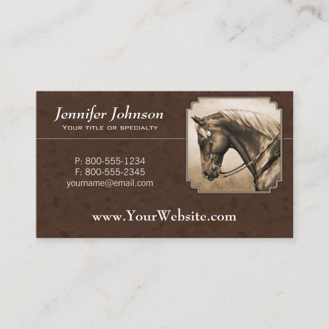Old West Quarter Horse Sepia Brown Business Card (Front)