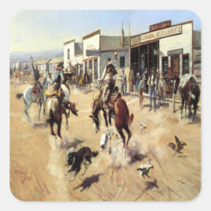 Old West Quite Day in Town Stickers
