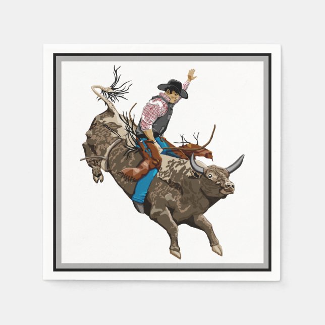 Old west rodeo cowboy napkin (Front)