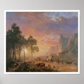 Old West Scene Cattle Drive Vintage Art Poster