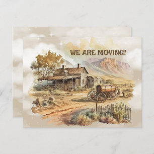 Old West Scene We are Moving  Postcard