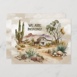Old West Scene We are Moving Postcard