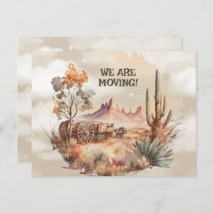 Old West Scene We are Moving  Postcard