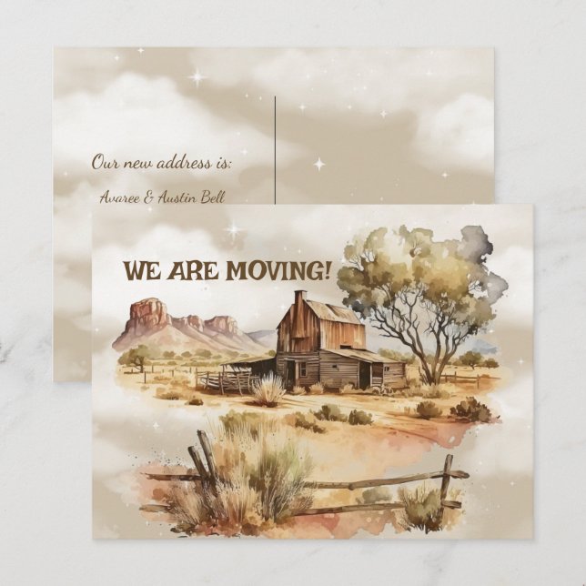 Old West Scene We are Moving  Postcard (Front/Back)