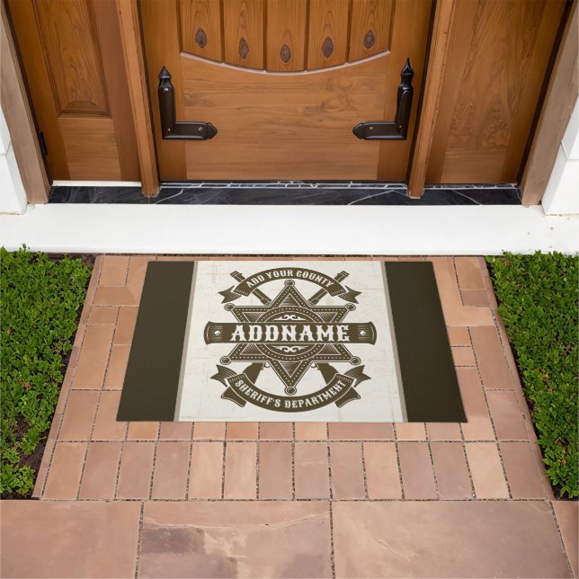 Old West Sheriff Deputy Rifles Badge Personalised Doormat (Outdoor)