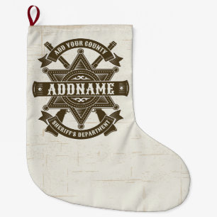 Old West Sheriff Deputy Rifles Badge Personalised Large Christmas Stocking