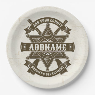 Old West Sheriff Deputy Rifles Badge Personalised Paper Plate