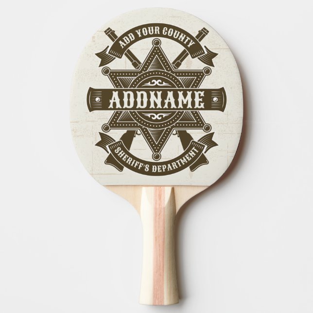 Old West Sheriff Deputy Rifles Badge Personalised Ping Pong Paddle (Front)