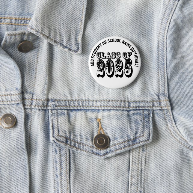Old West Style Class of 2025 Graduation 6 Cm Round Badge (In Situ)