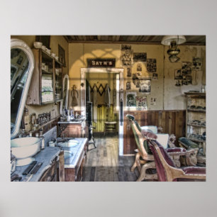OLD-WEST VICTORIAN BARBER SHOP POSTER