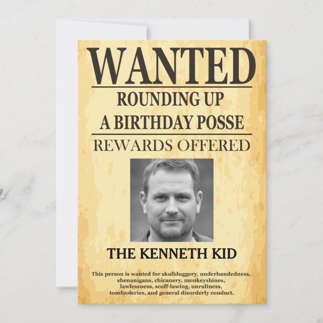 Old West Wanted Poster 🤠 50th Birthday Invitation (Front)