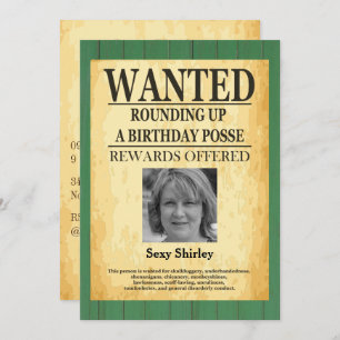 Old West Wanted Poster Womens 🤠 50th Birthday  Invitation