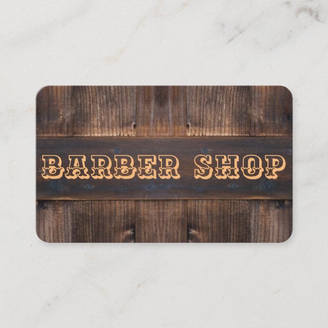 Old West Wooden Barber Shop Sign Biz Cards (Front)