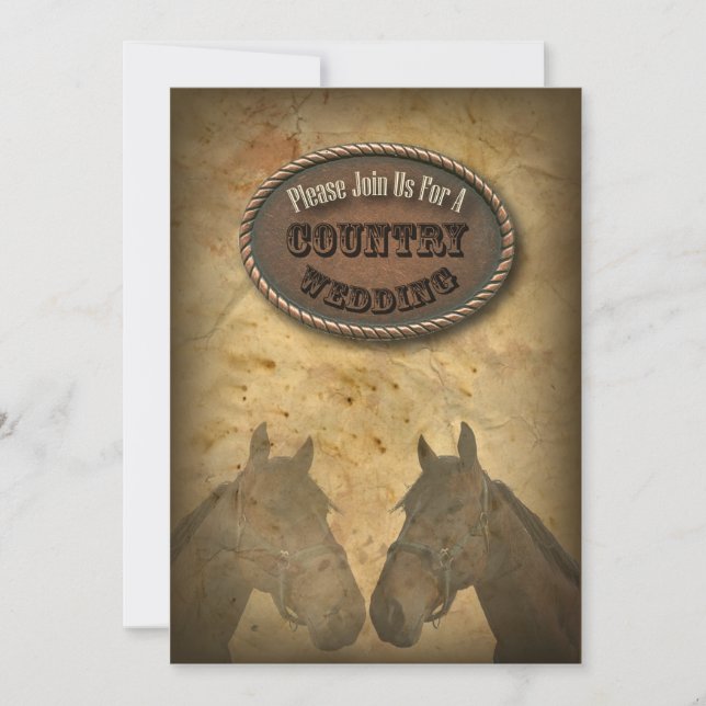old Western Cowboy Country Wedding Invitation (Front)