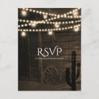 Old Western Saloon Rustic Wedding RSVP