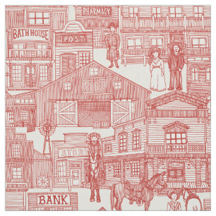 old western town poppy red pearl fabric