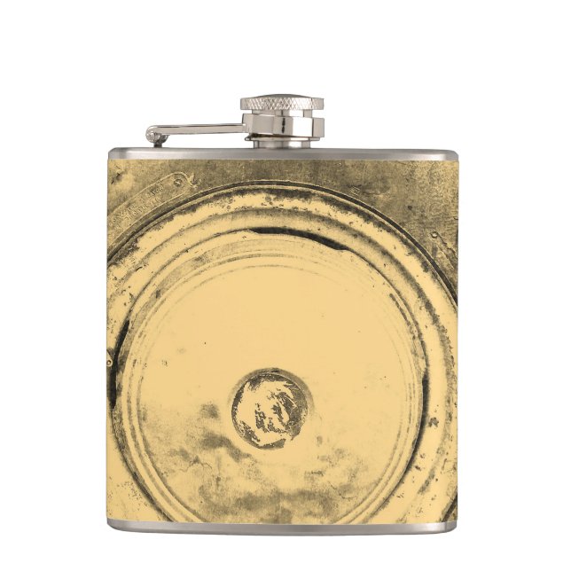 Old Wheel Of Classic Car #2 Hip Flask (Front)