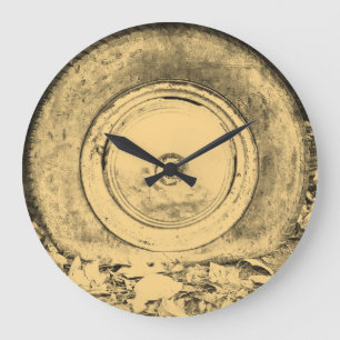 Old Wheel Of Classic Car #2 Large Clock