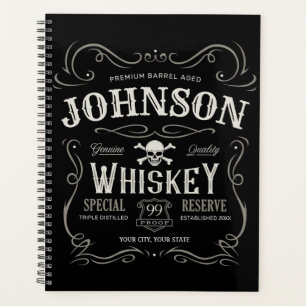 Old Whiskey Label Personalised Vintage Liquor Bar Planner