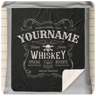 Old Whiskey Label Personalised Vintage Liquor Bar Sherpa Blanket