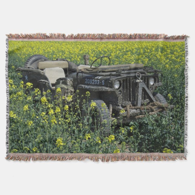 Old Willys MB Jeep Throw Blanket (Front)