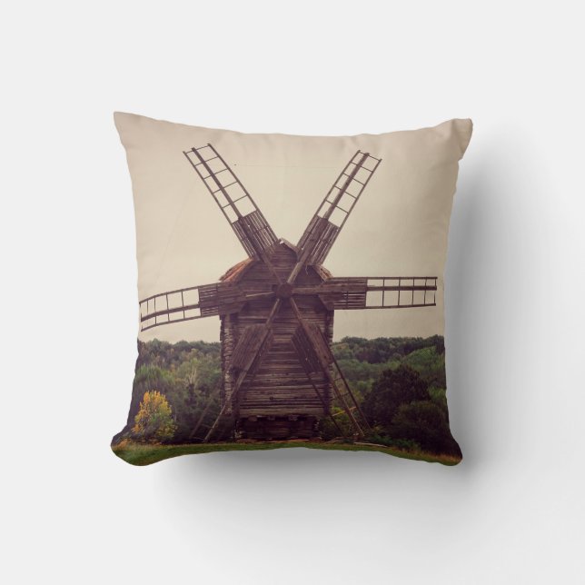 Old windmill. Autumn landscape. Ukrainearchitectur Cushion (Front)