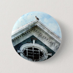 Old Window and a Pigeon 6 Cm Round Badge