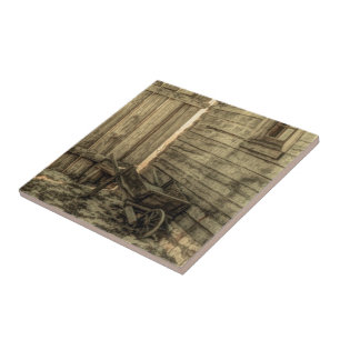 old window wooden wheelbarrow rustic farmhouse tile