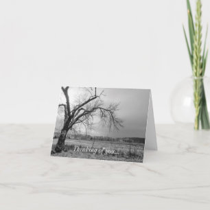 Old Winter Tree Grayscale Thinking Of You Card