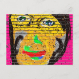 Old Wise Biker Face, Graffiti Art Postcard