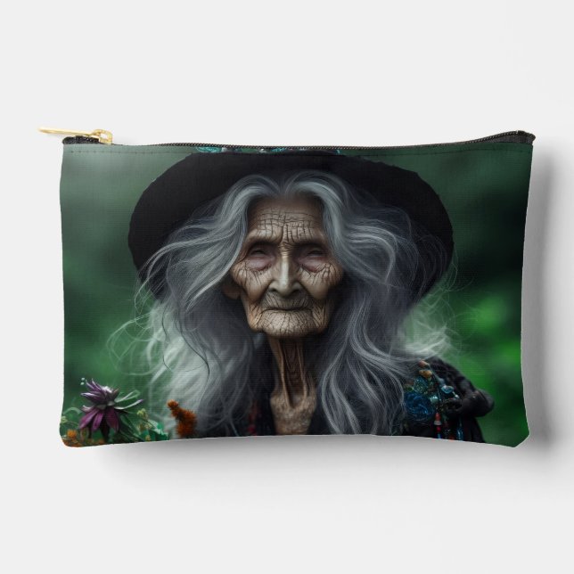 Old Witch Gathering Herbs for Potions  Accessory Pouch (Front)