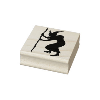 Old witch silhouette art stamp